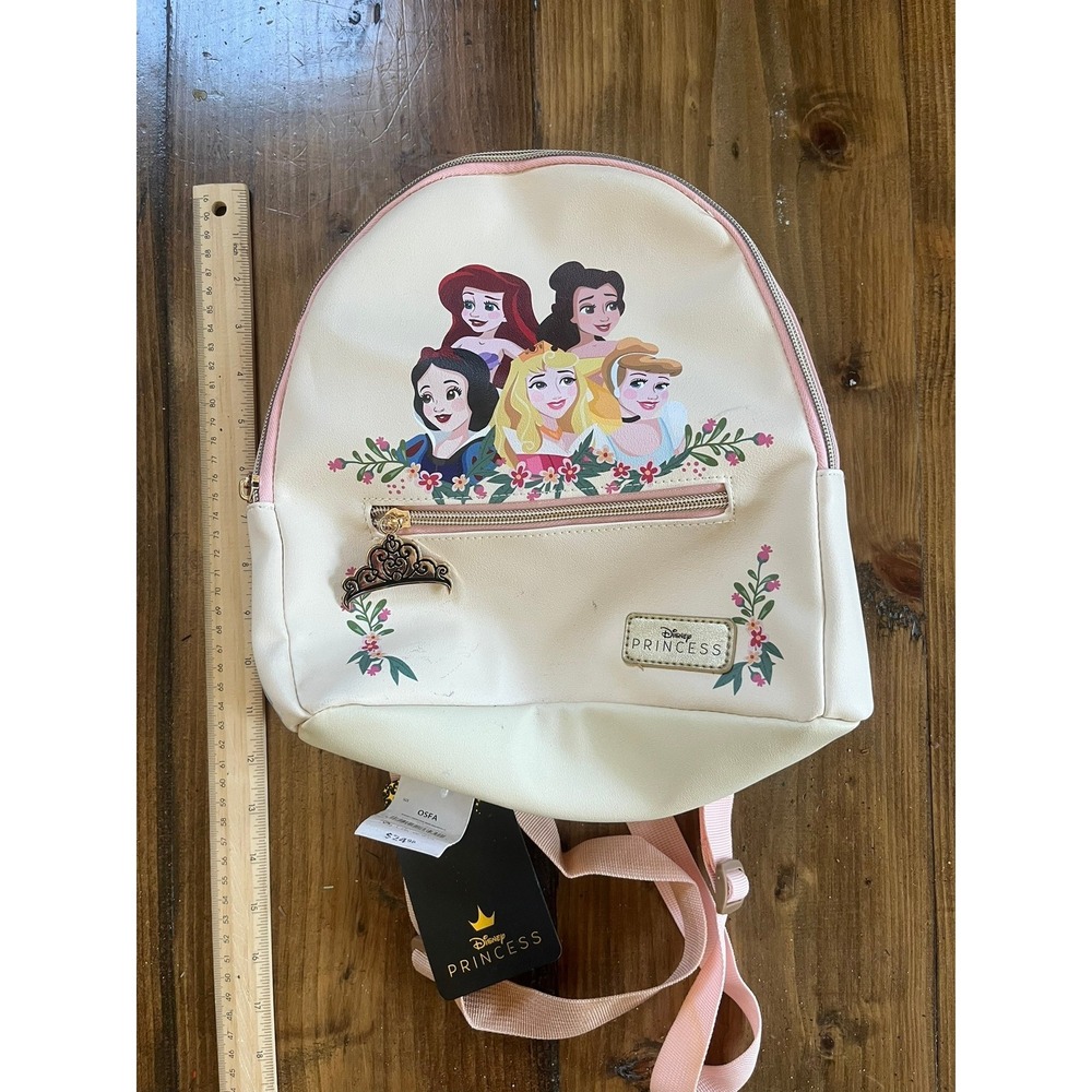 Disney Princess Bioworld Mini Backpack Cream Pink Ariel Belle NWT Scuffs
